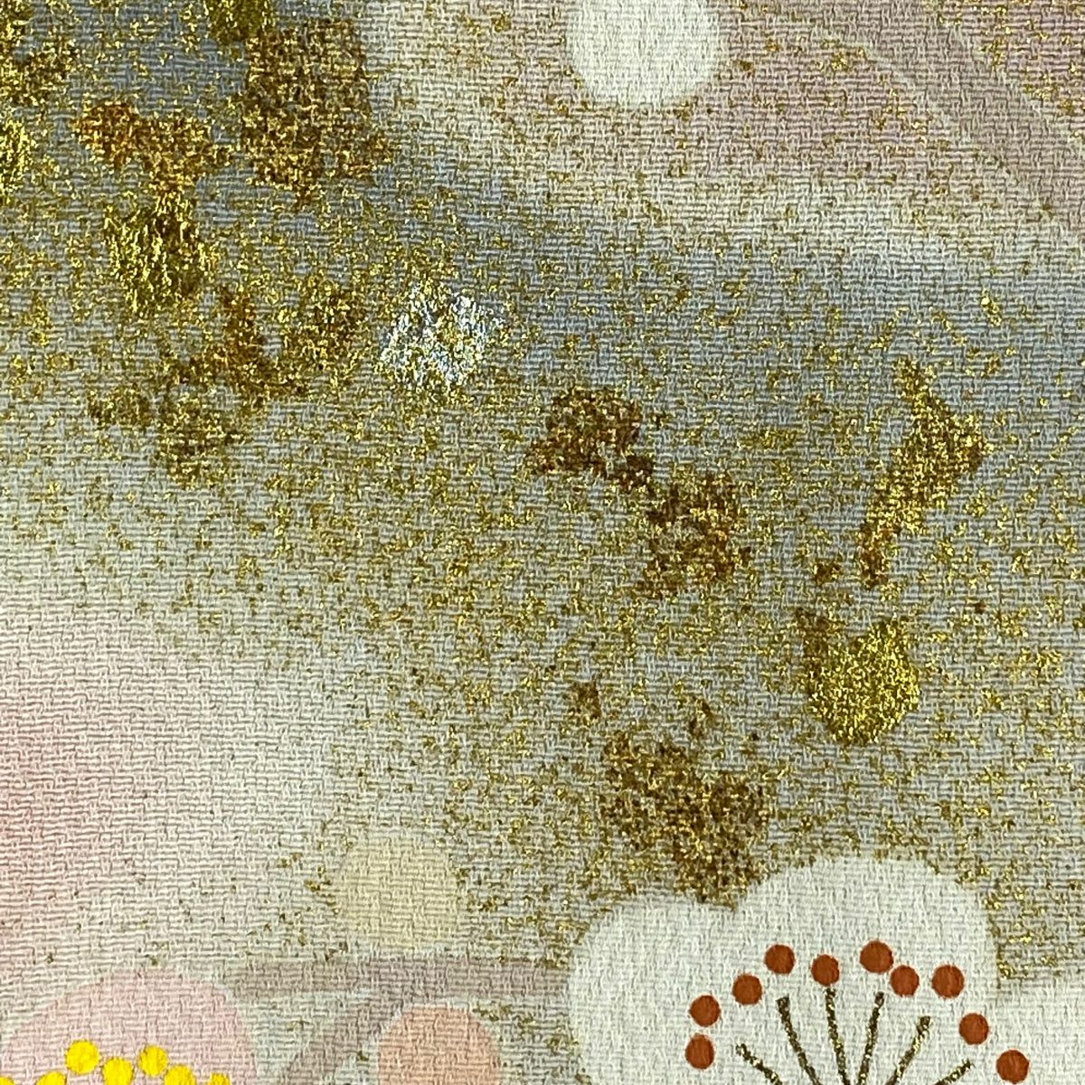 【庫存清倉】訪問服 身長157.5cm 袖長64cm M 雙層 松樹井青青 落款有 團扇子 梅花花 刺繡 金銀彩 粉紅 純蠶絲 逸品級
