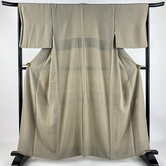 江戶小紋 身長158.5cm 袖長66cm M 雙層 人間國寶 中村勇二郎 落款 古代菊花 灰茶 純蠶絲 逸品級