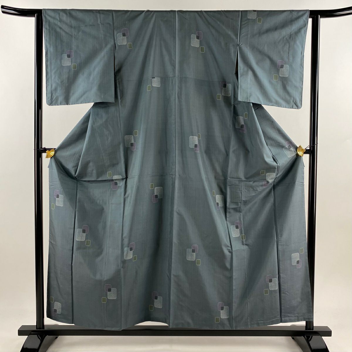 【庫存清倉】 紬織 身長156.5cm 袖長62cm S 雙層 市松樹 色紙 灰綠 純蠶絲 優品級
