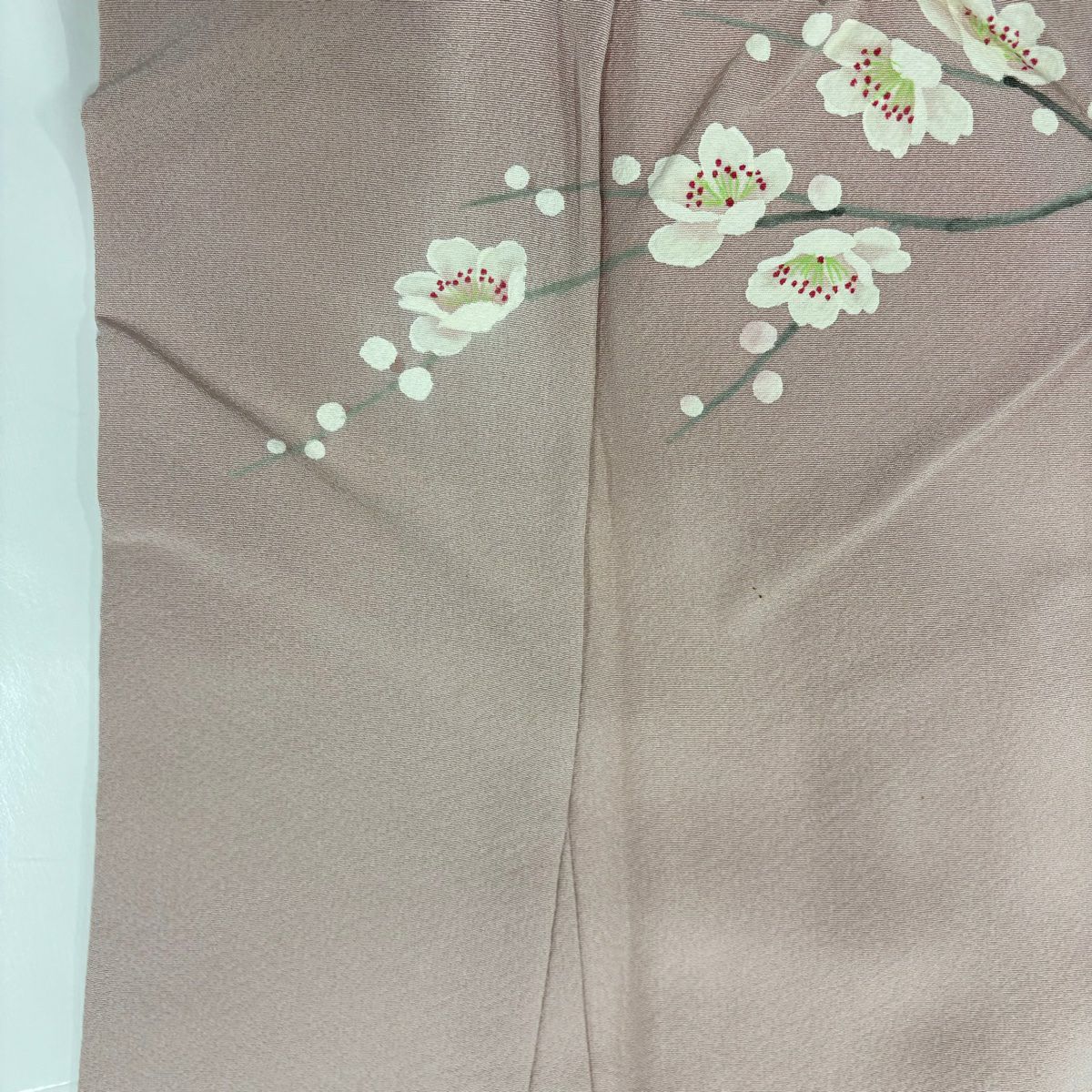 【庫存清倉】訪問服 身長152.5cm 袖長63.5cm S 雙層 落款有 水邊風景 枝梅花 漸層 粉紅 純蠶絲 優品級