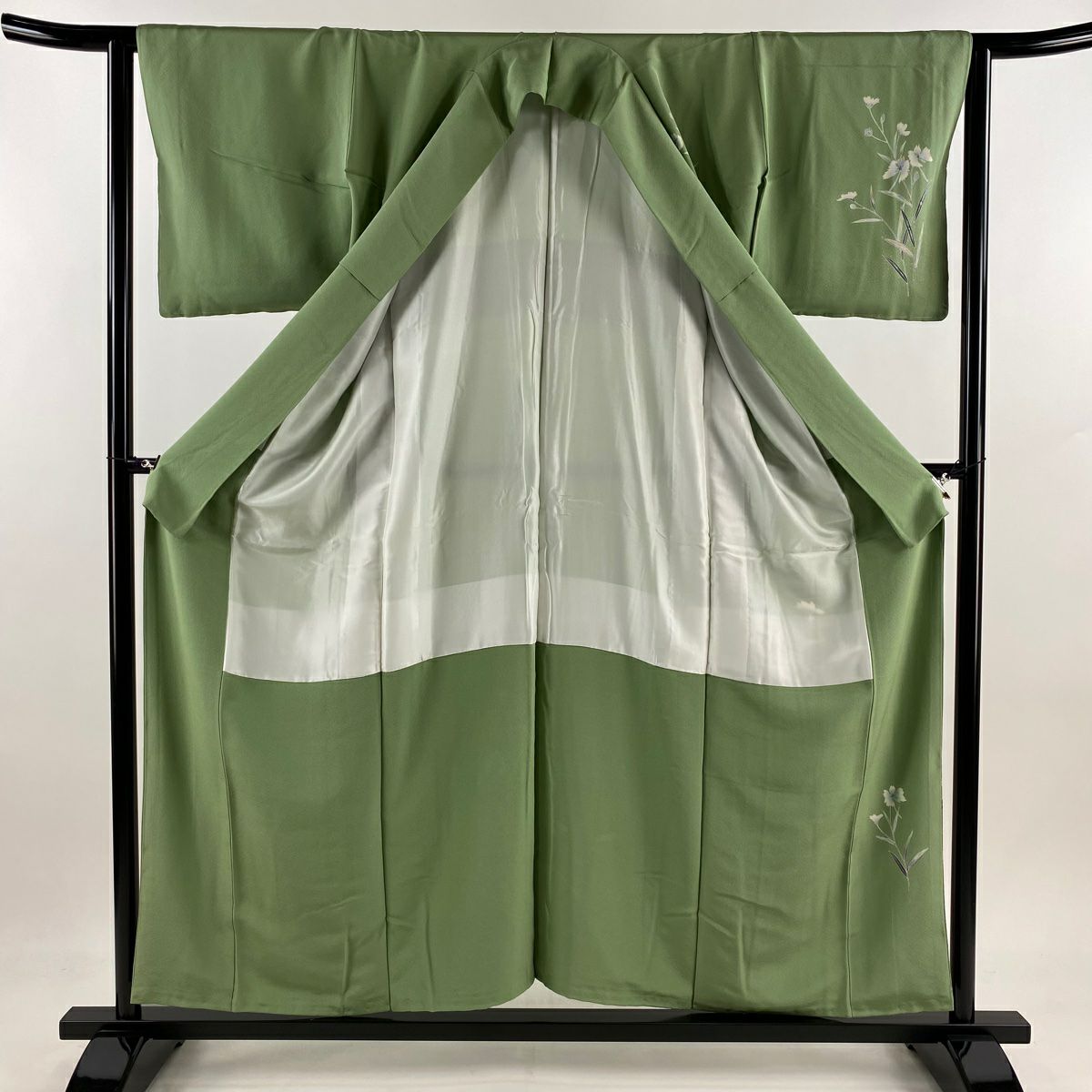 【庫存清倉】 付下 身長156cm 袖長62.5cm S 雙層 鷺草 露芝 蓬色 純蠶絲 優品級