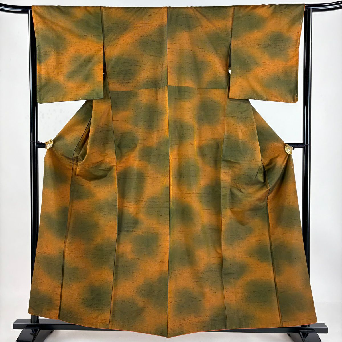【庫存清倉】 紬織 身長158cm 袖長63cm S 雙層 漸層圖案 山吹茶 純蠶絲 美品 名品級