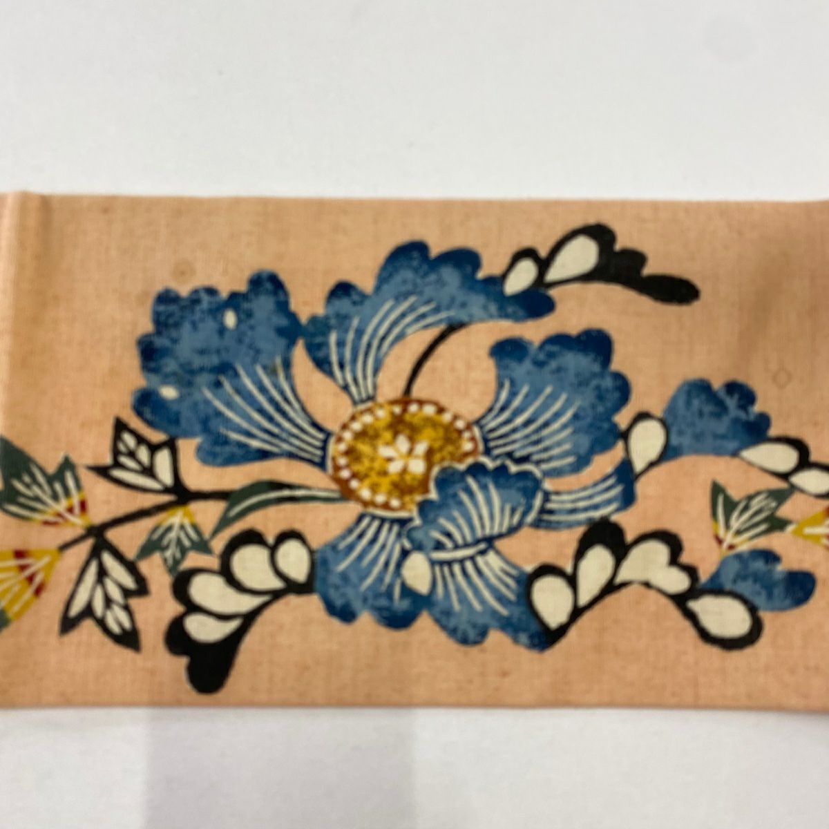 【庫存清倉】 名古屋帶 優品級 草花紋 薄橙 純蠶絲