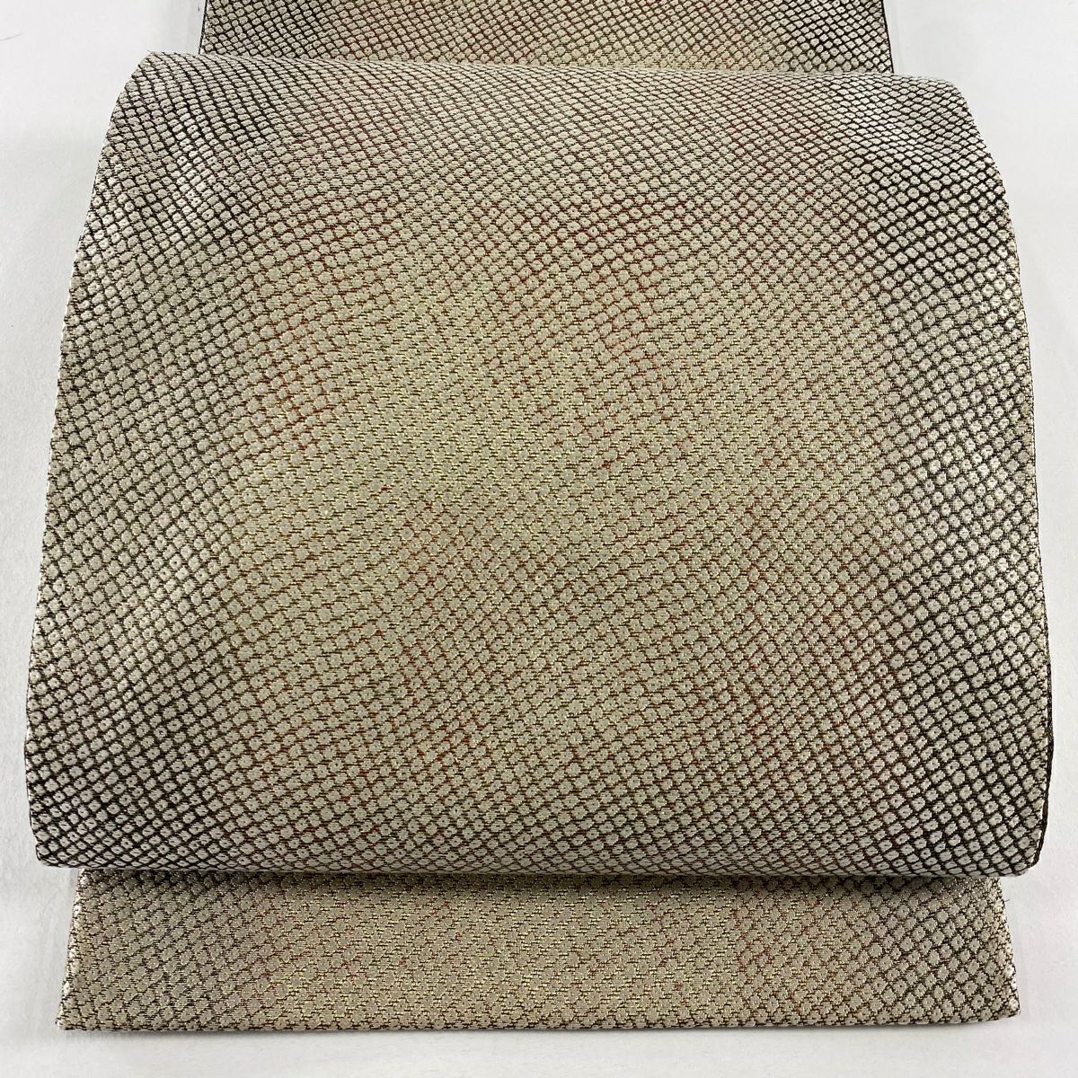 【庫存清倉】 袋帶 美品 秀品級 疋田 金金箔 米色 全通 純蠶絲