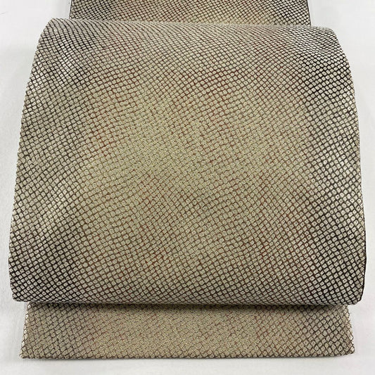 【庫存清倉】 袋帶 美品 秀品級 疋田 金金箔 米色 全通 純蠶絲