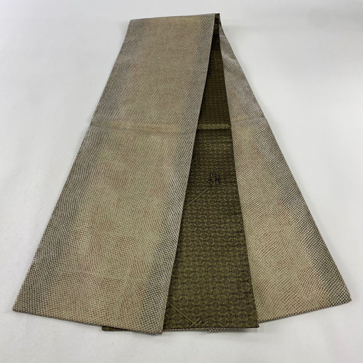 【庫存清倉】 袋帶 美品 秀品級 疋田 金金箔 米色 全通 純蠶絲