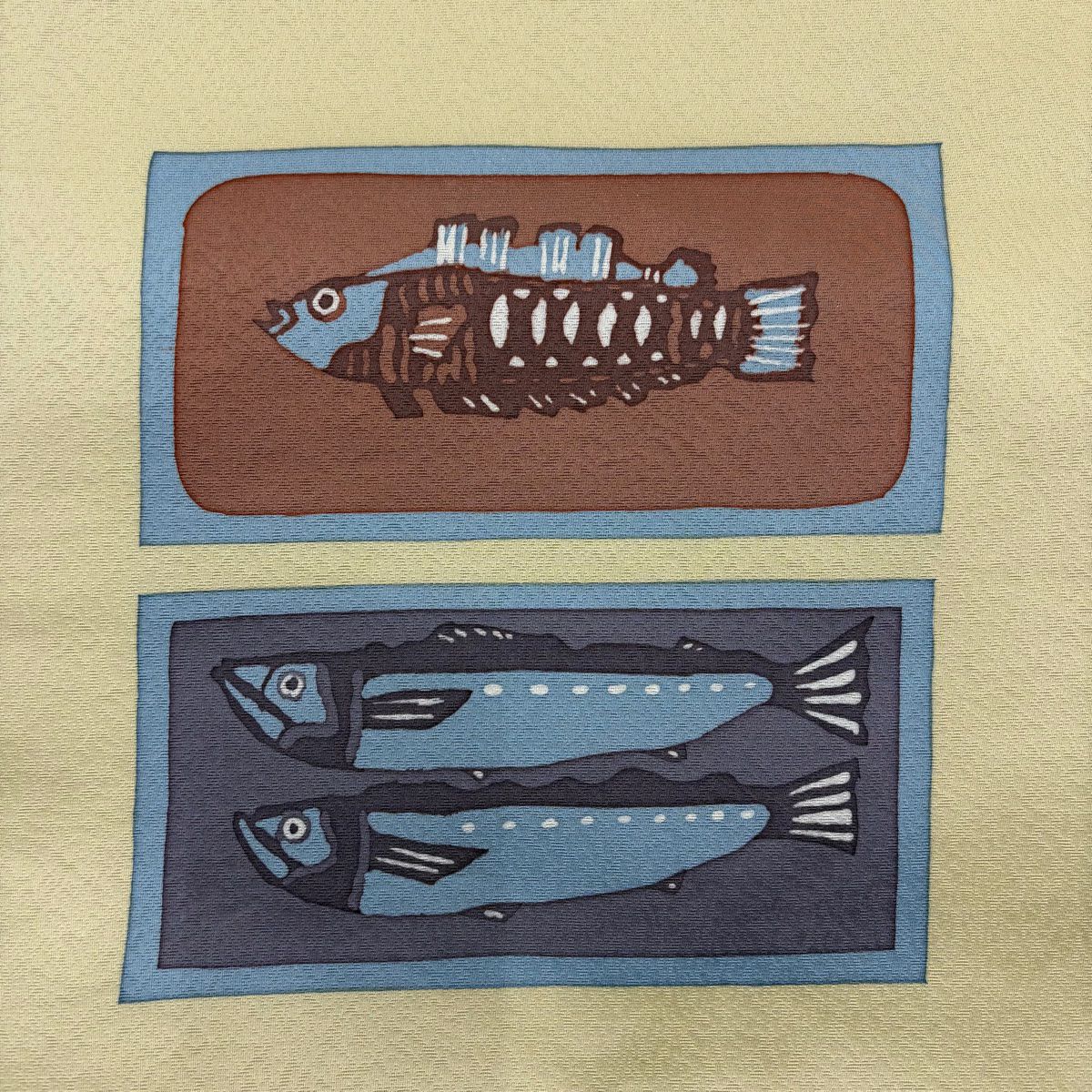 【清倉特賣】 名古屋帶 美品 優品級 魚 色紙 米色 純蠶絲