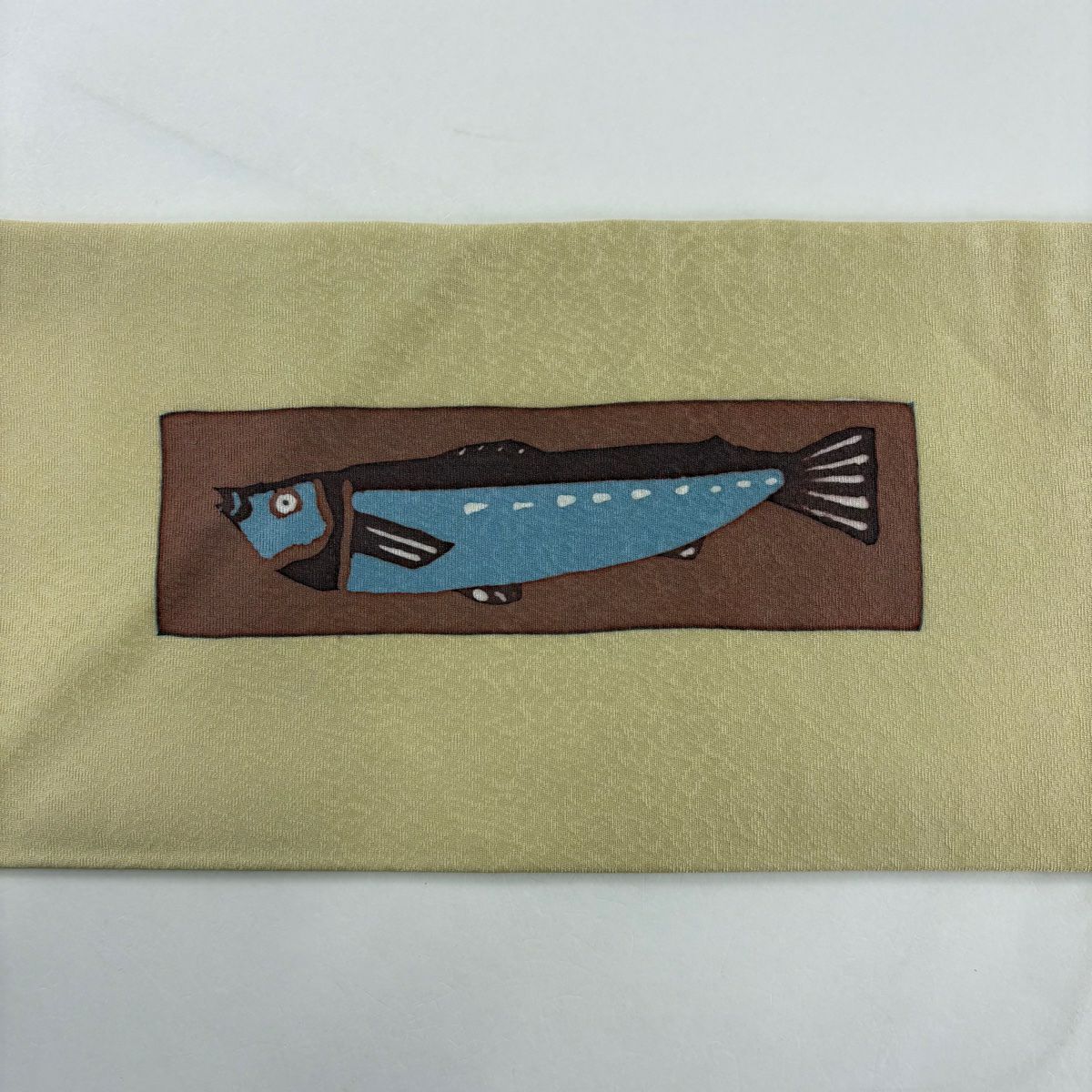【清倉特賣】 名古屋帶 美品 優品級 魚 色紙 米色 純蠶絲