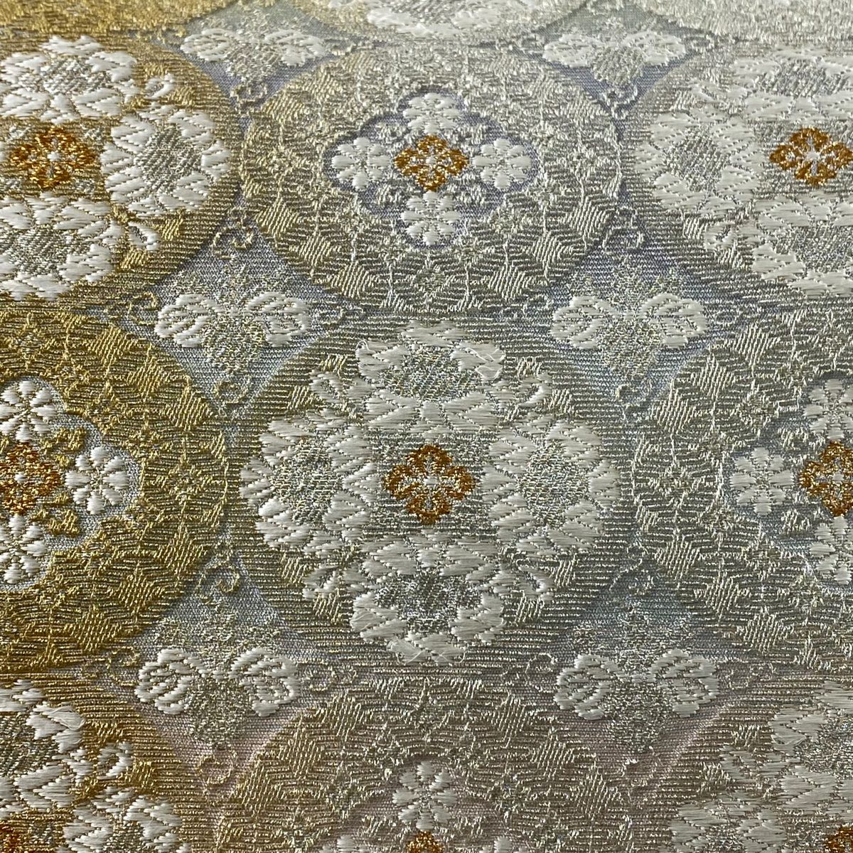 【庫存清倉】 袋帶 美品 逸品級 新小石丸 華紋 桐 刺繡 金銀彩 灰 深藍色 正蠶絲