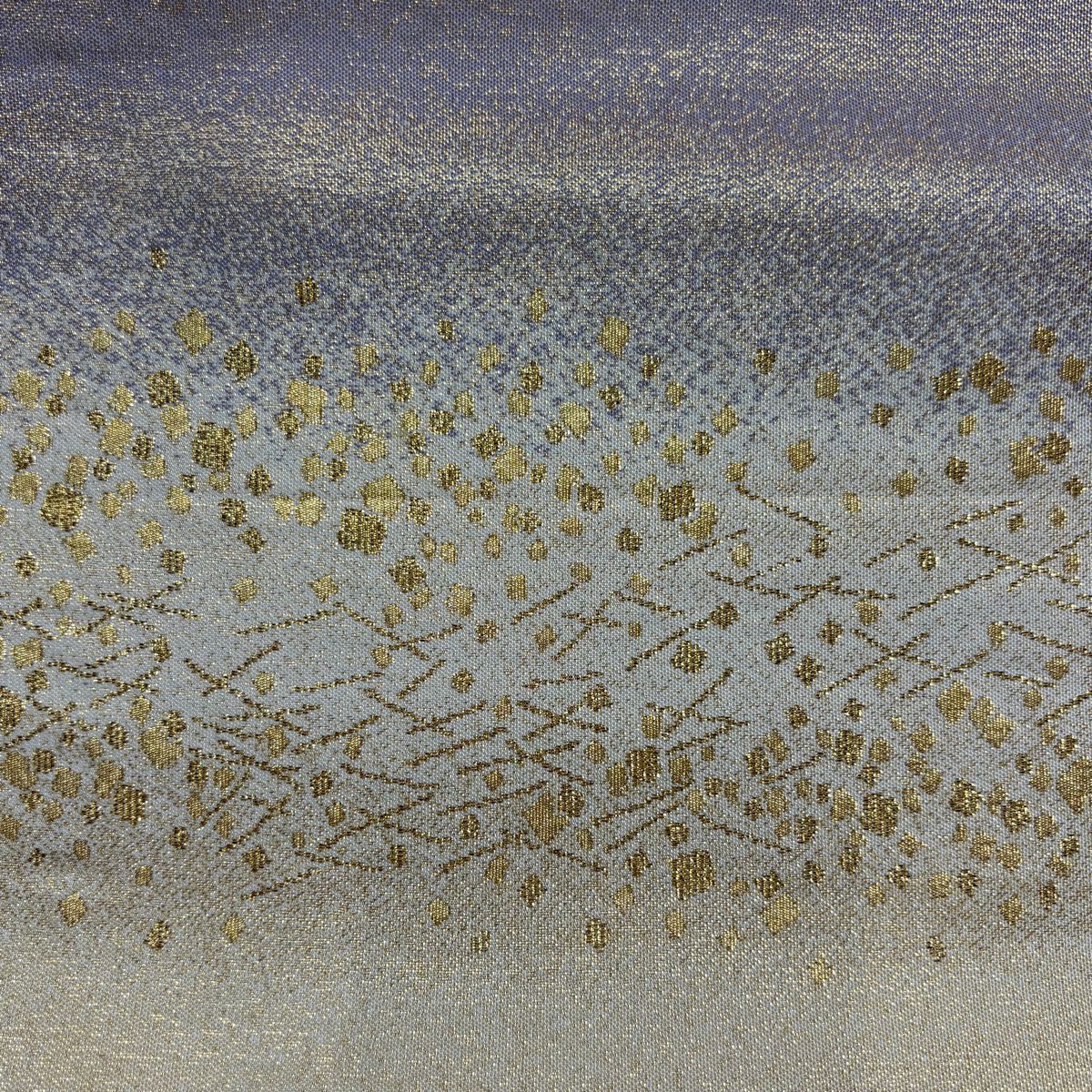 【庫存清倉】 袋帶 優品級 金金箔散布 段紋 金金箔 米色 全通 純蠶絲