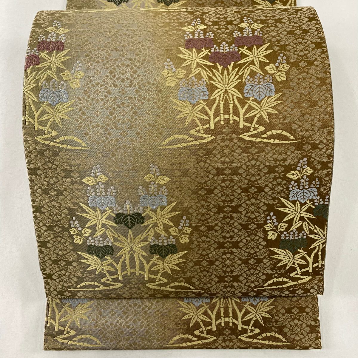 【庫存清倉】 袋帶 美品 秀品級 桐 竹子 茶 六通 純蠶絲