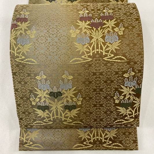【庫存清倉】 袋帶 美品 秀品級 桐 竹子 茶 六通 純蠶絲