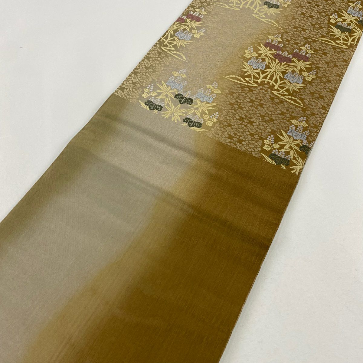 【庫存清倉】 袋帶 美品 秀品級 桐 竹子 茶 六通 純蠶絲