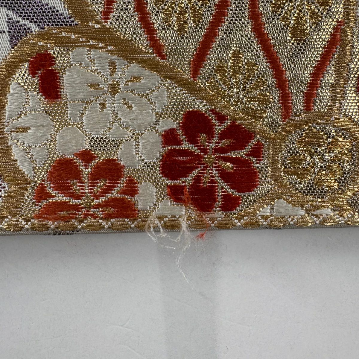 【庫存清倉】 袋帶 優品級 櫻花 鳳凰 金絲 拉麵金金箔 白色 全通 純蠶絲