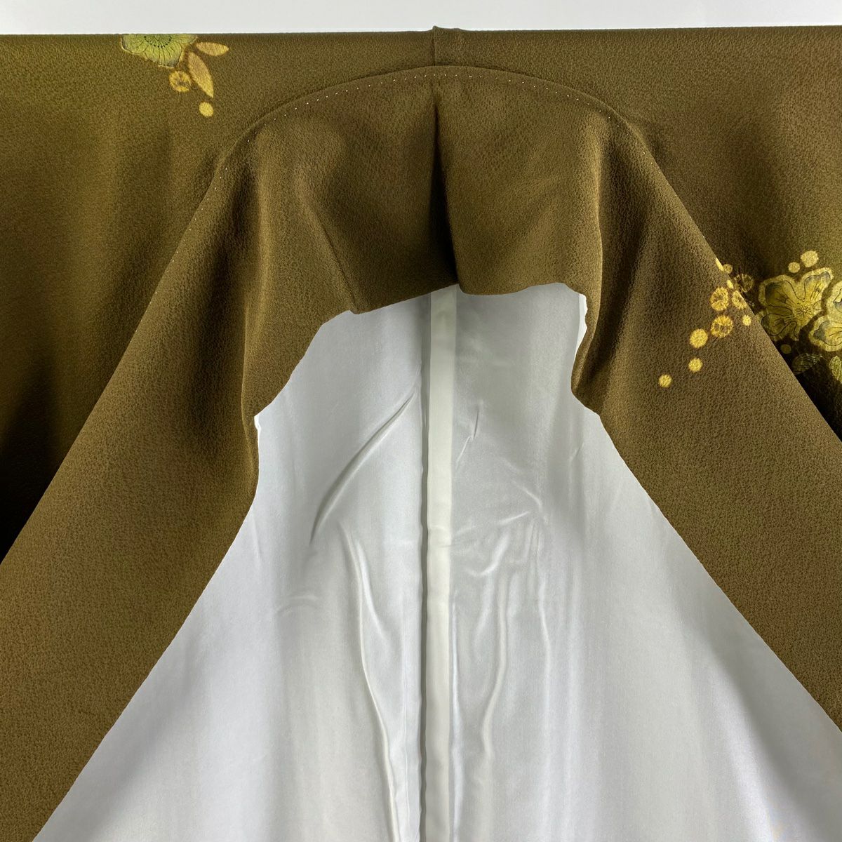 【庫存清倉】訪問服 身長153cm 袖長61cm S 雙層 滝泰 有落款 辻花染 金彩裝飾 茶 純蠶絲 逸品級
