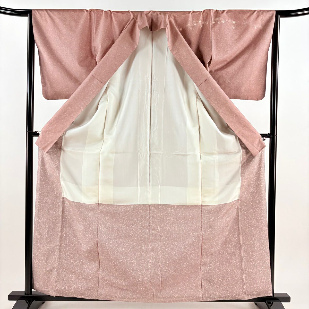 【庫存清倉】訪問服 身長163.5cm 袖長65cm M 雙層 牛首紬織織地 落款幾何圖案 粉米色 純蠶絲 逸品級