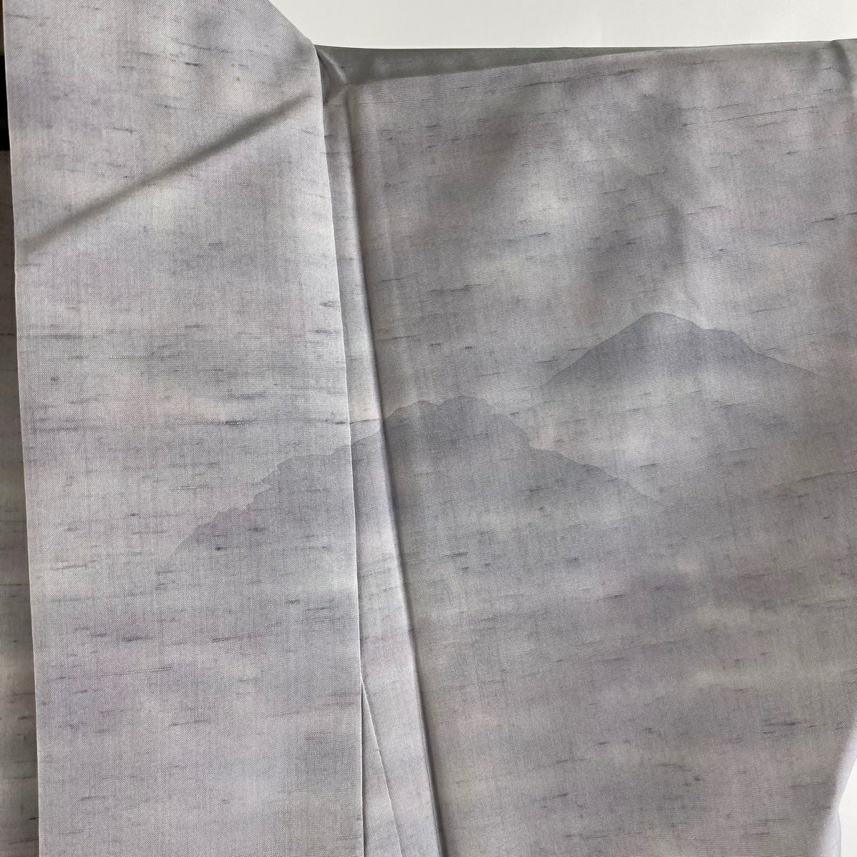 【庫存清倉】訪問服 身長158cm 袖長63.5cm S 單層 牛首紬織織地 落款 山並 樹木 漸層 灰紫 純蠶絲 美品 逸品級