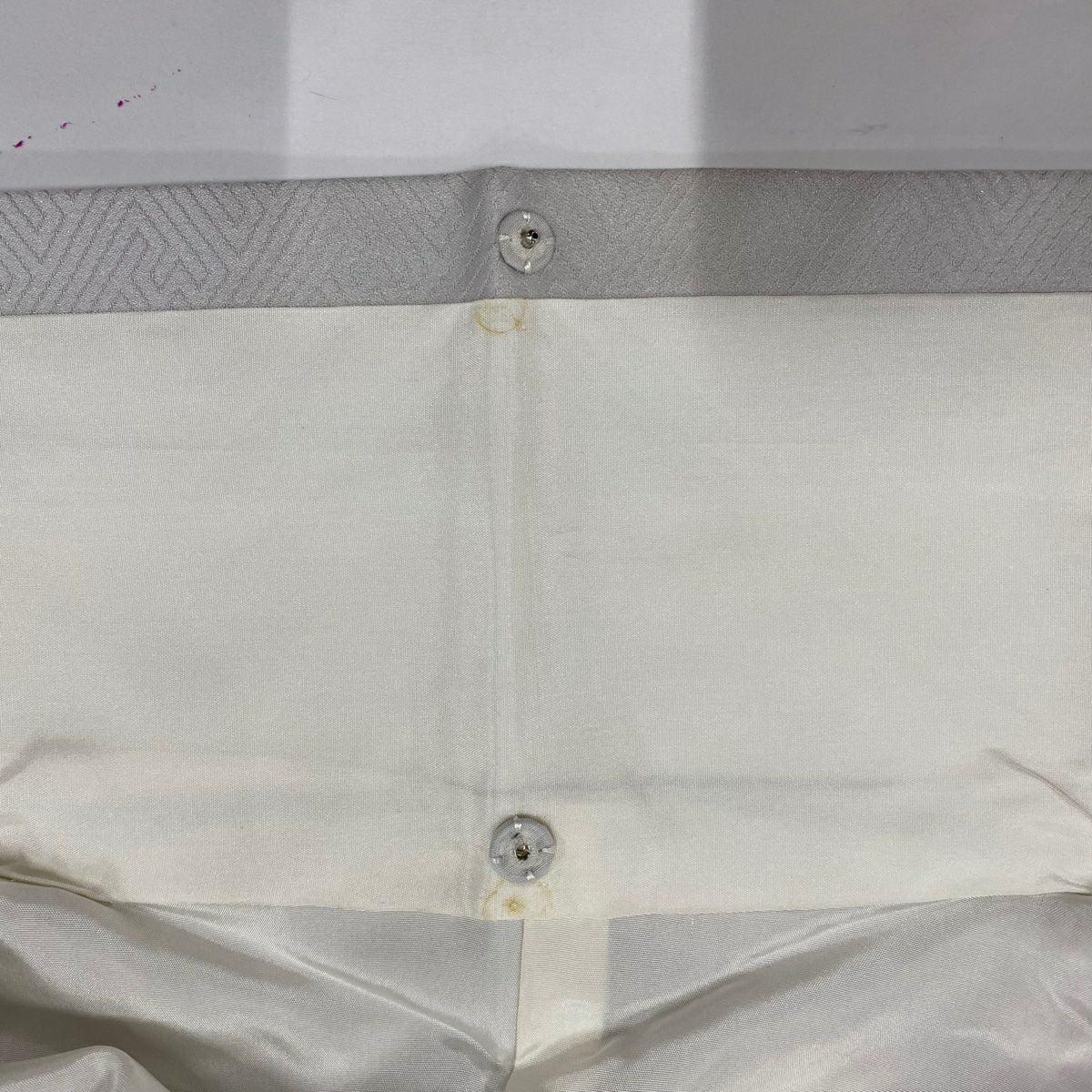 【庫存清倉】訪問服 身長164.5cm 袖長66.5cm M 雙層 斜條紋 葉子圖案 金彩裝飾 刺繡 灰色 純蠶絲 優品級