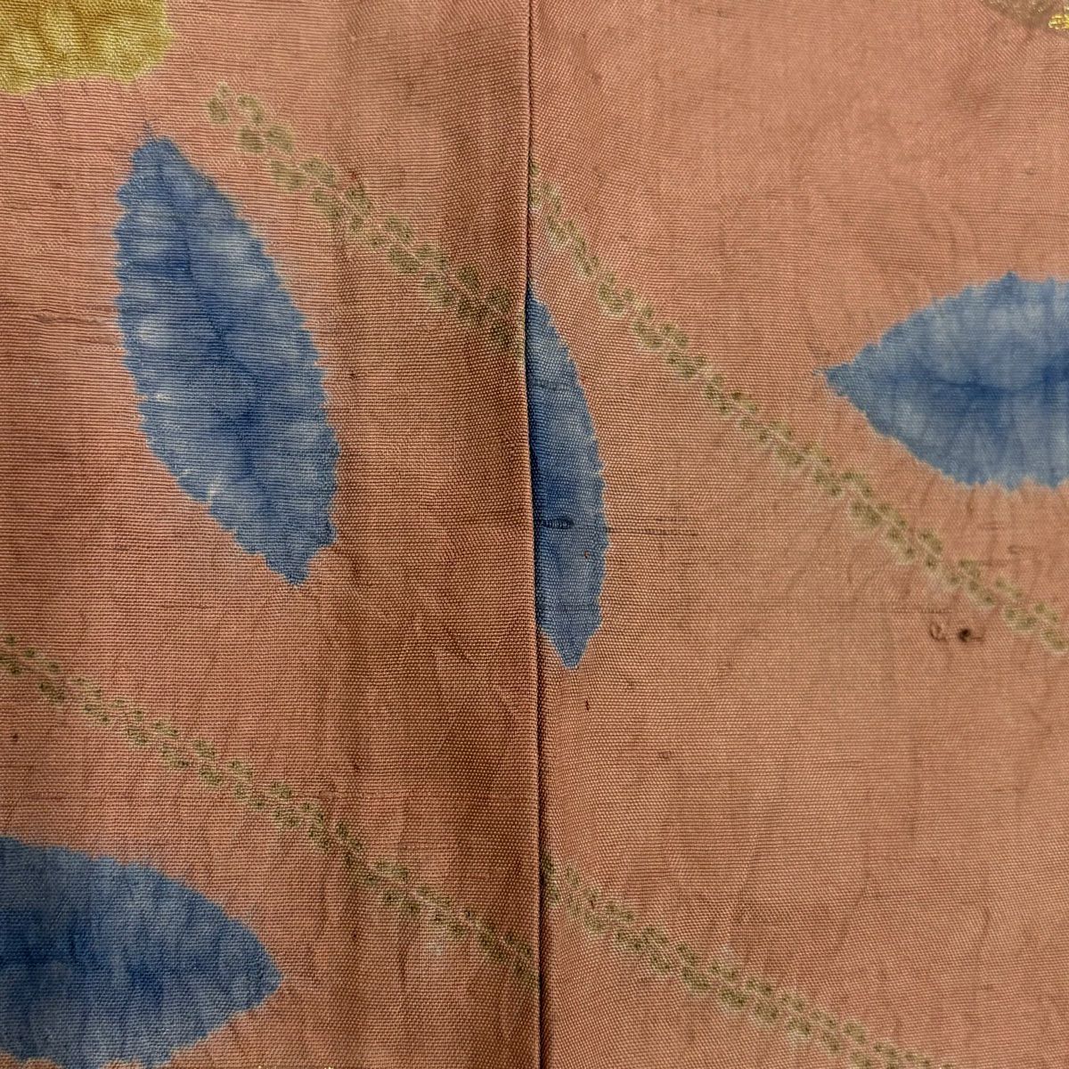 【庫存清倉】訪問服 身長158.5cm 袖長66cm M 單層 枝花 霞 金彩裝飾 絞染 灰綠 純蠶絲 優品級