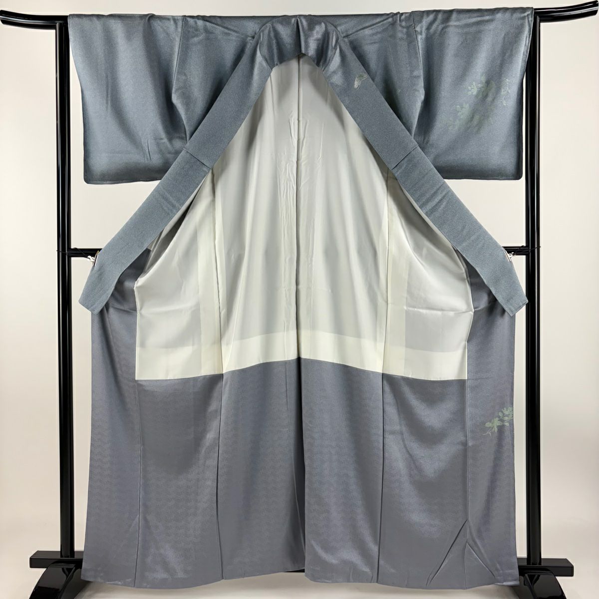 【清倉特賣】訪問服 身長162cm 袖長64cm M 雙層 松樹 樣式 金絲 金銀彩 青灰 純蠶絲 優品級