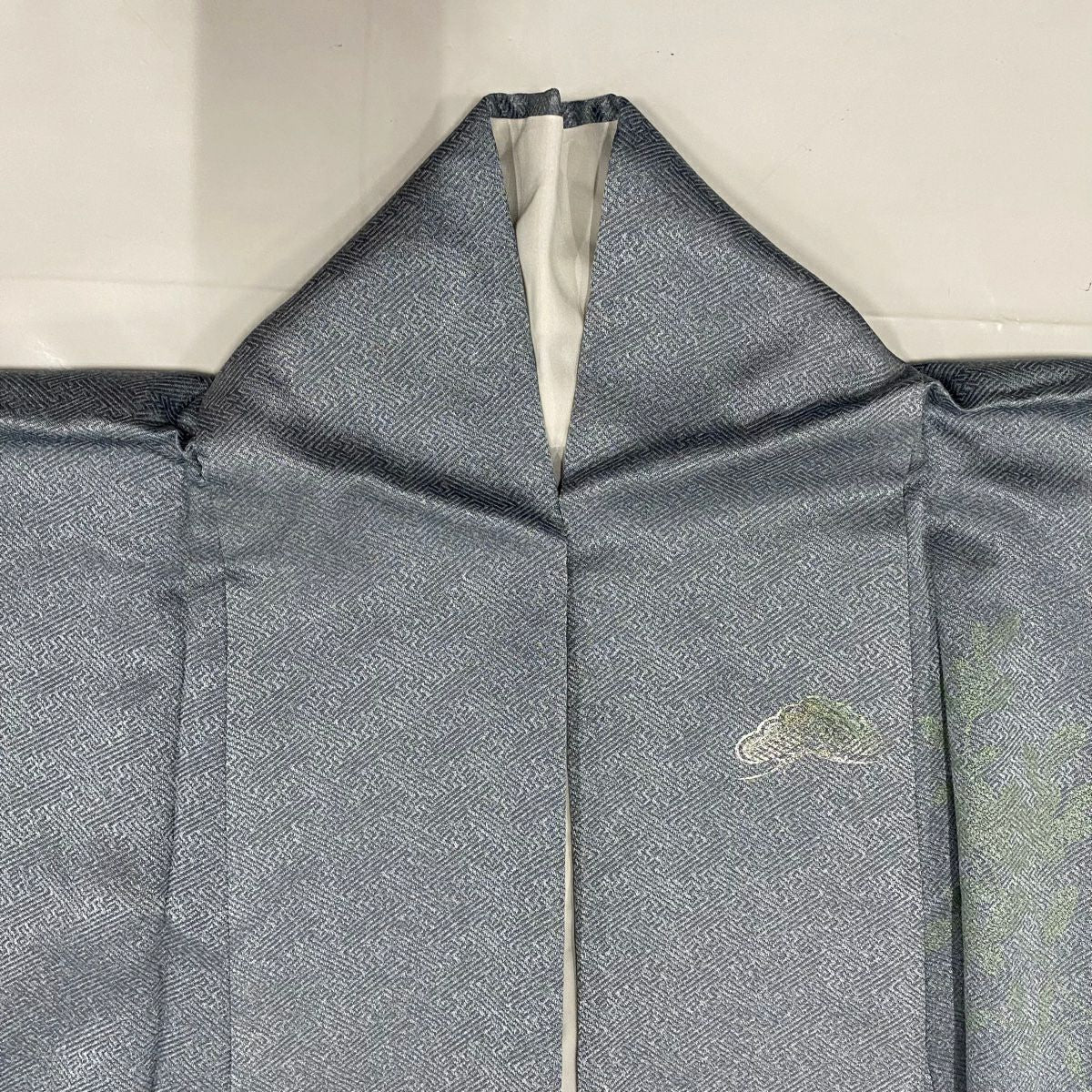 【清倉特賣】訪問服 身長162cm 袖長64cm M 雙層 松樹 樣式 金絲 金銀彩 青灰 純蠶絲 優品級