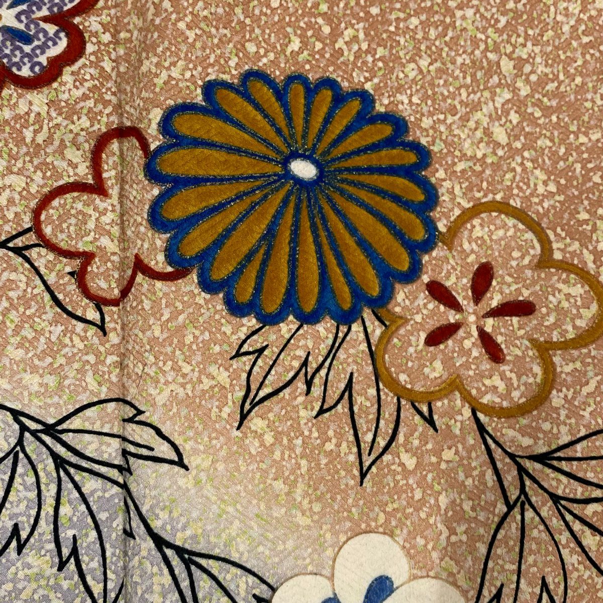【庫存清倉】 付下 身長153cm 袖長63cm S 雙層 菊花 梅花 金銀彩 漸層 淺茶 純蠶絲 優品級