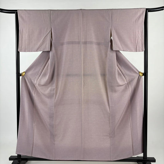 【庫存清倉】 江戶小紋 身長157cm 袖長64.5cm M 雙層 鮫 薄紫 純蠶絲 優品級