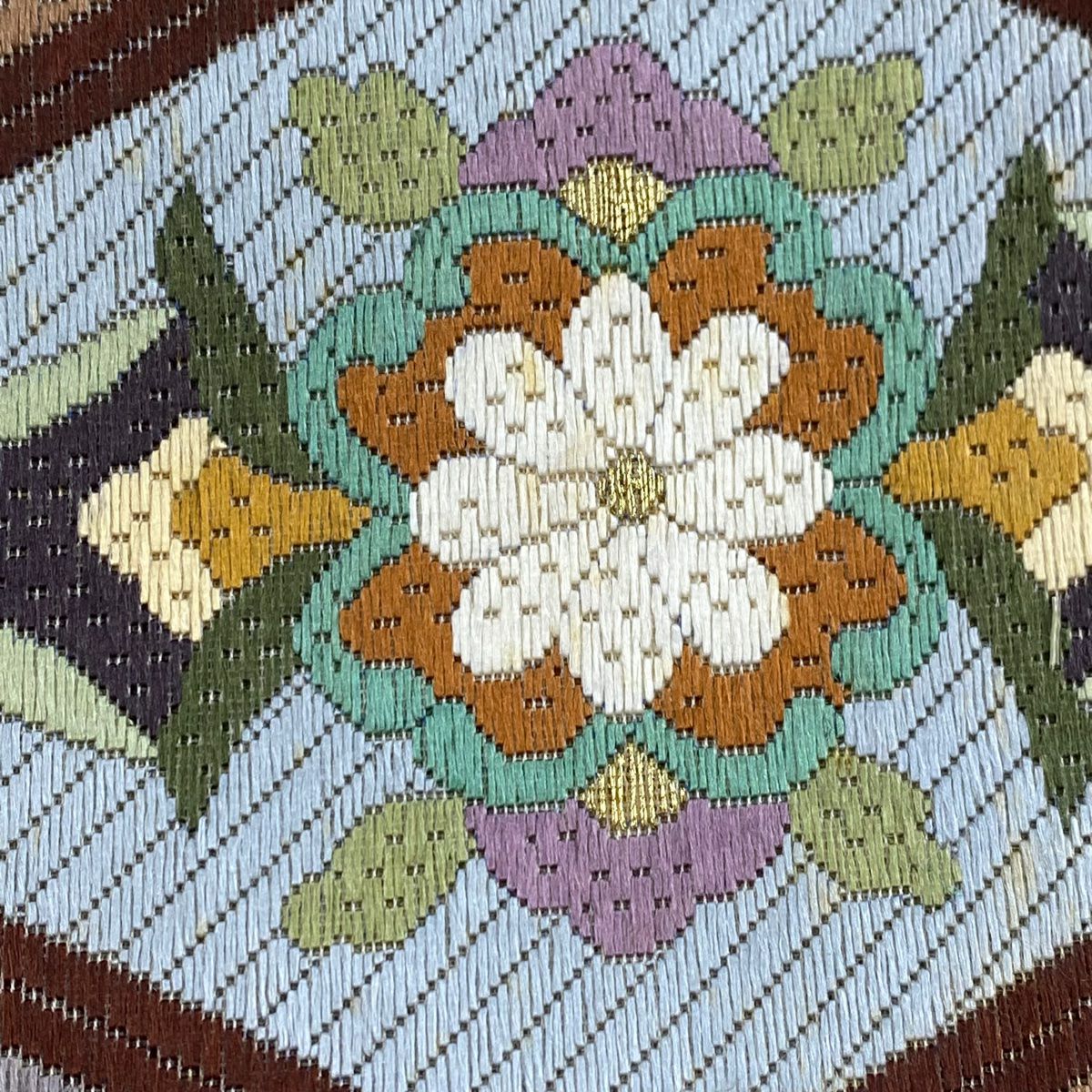 【庫存清倉】 袋帶 逸品級 向鳥文 花 金絲 刺繡 茶 全通 純蠶絲