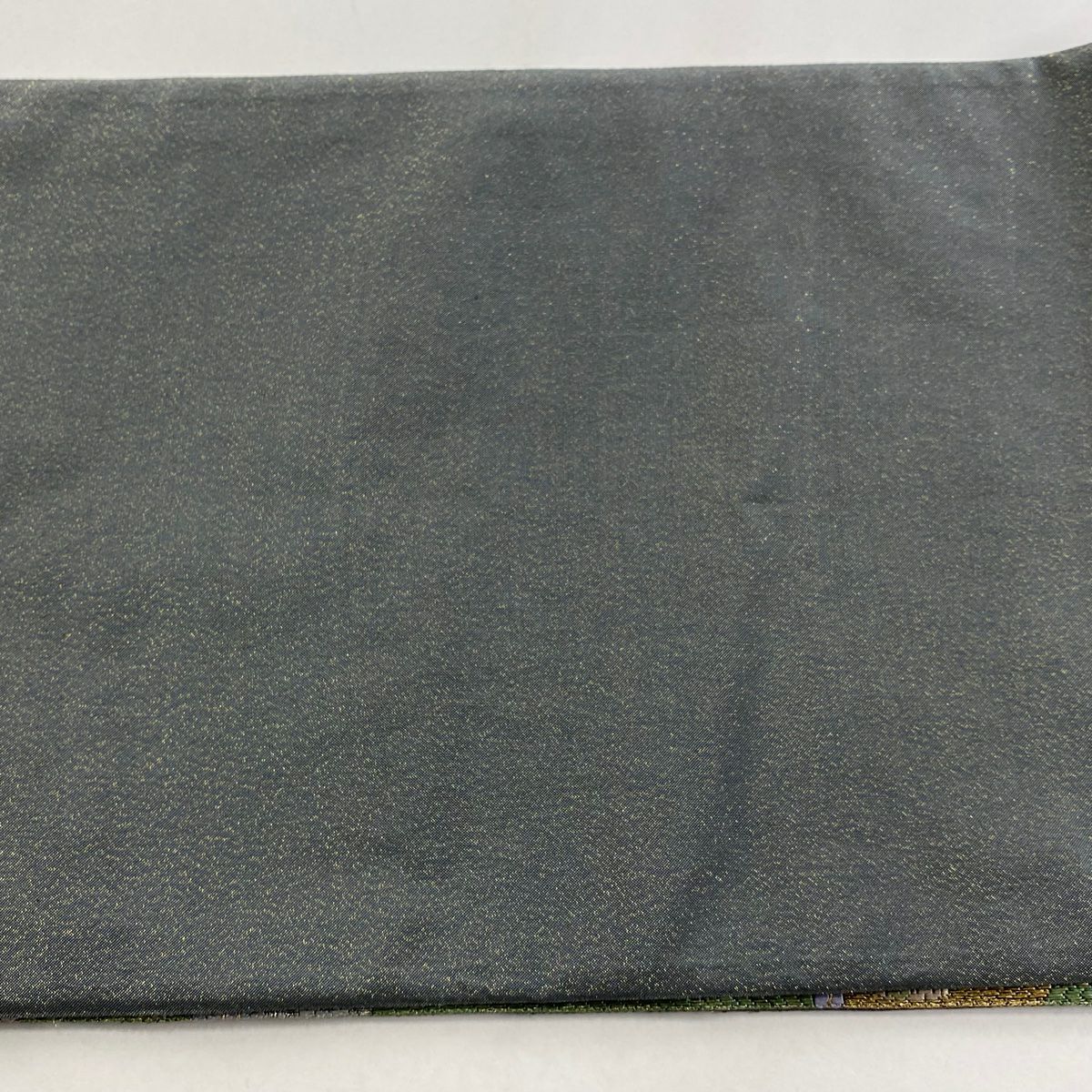 【庫存清倉】 袋帶 美品 逸品級 草花紋紋 動物刺繡 金銀彩 綠色 全通 純蠶絲