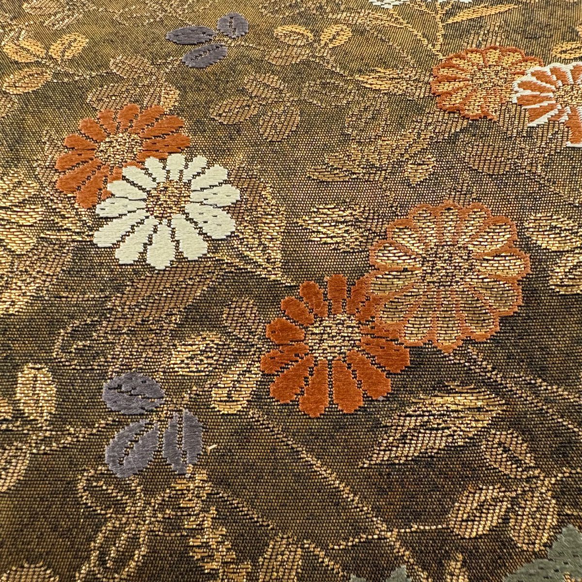 【庫存清倉】 袋帶 優品級 秋草 金金箔 金絲 黑 六通 純蠶絲