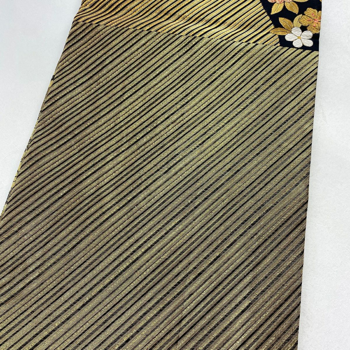【庫存清倉】 袋帶 優品級 斜條 櫻花 金金箔 金絲 金 六通 純蠶絲