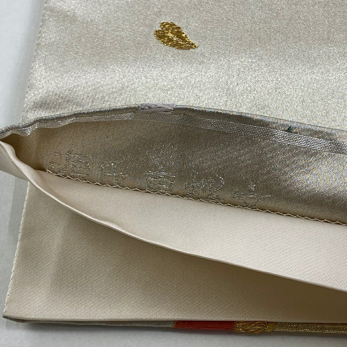 【庫存清倉】 袋帶 美品 秀品級 源氏車櫻花紋 金絲 金金箔 金色 全通 純蠶絲
