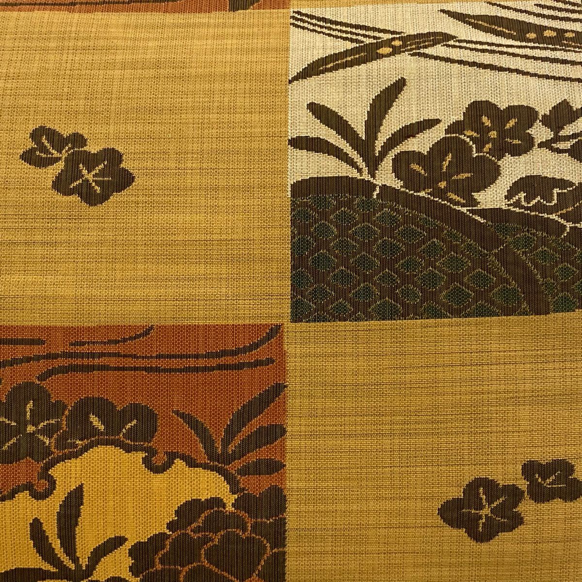 【庫存清倉】 袋帶 美品 秀品級 雪輪 梅花 山吹茶 深藍 六通 純蠶絲