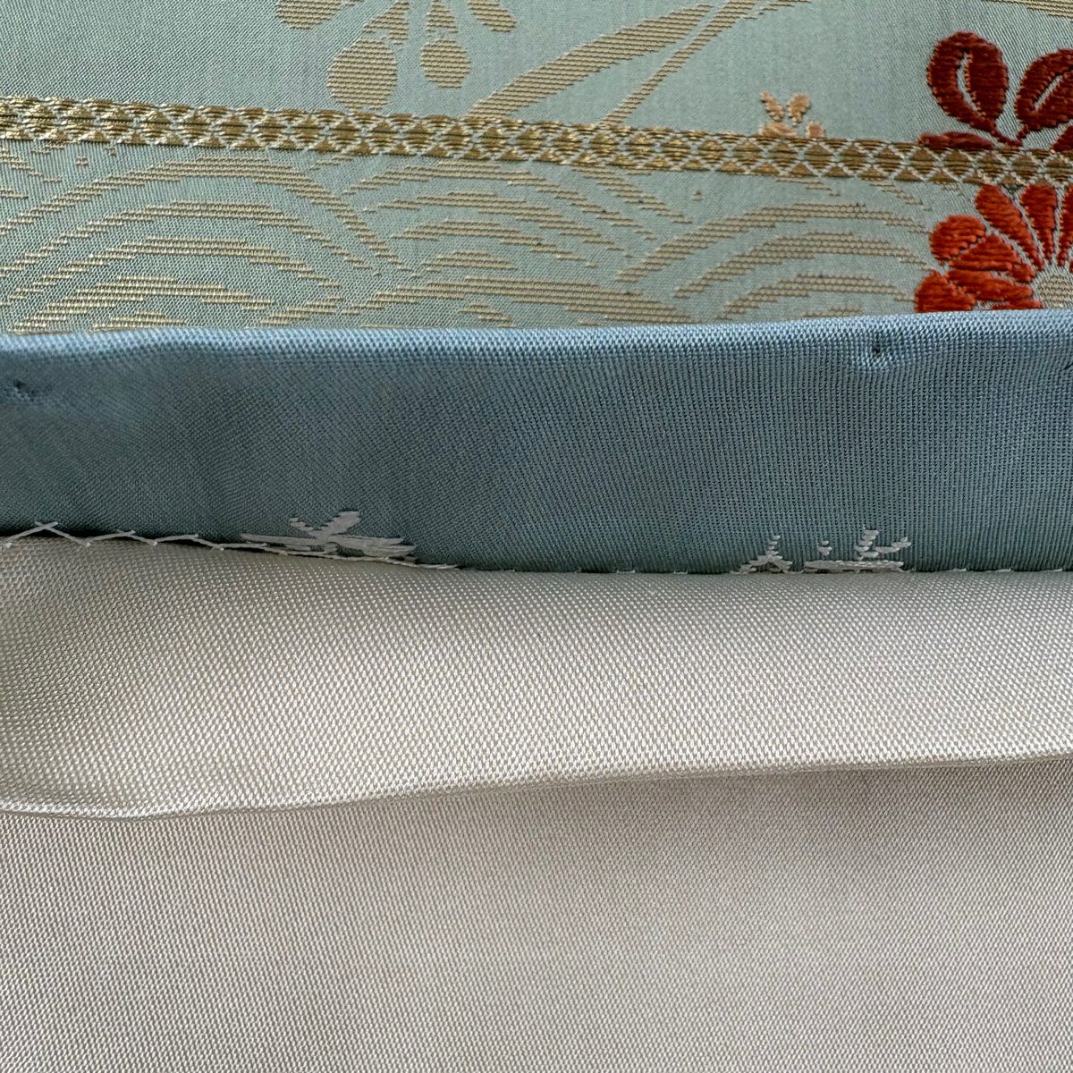 【庫存清倉】 袋帶 優品級 關西仕立 花車 花鳥 唐織 金金箔 艾草色 六通 純蠶絲