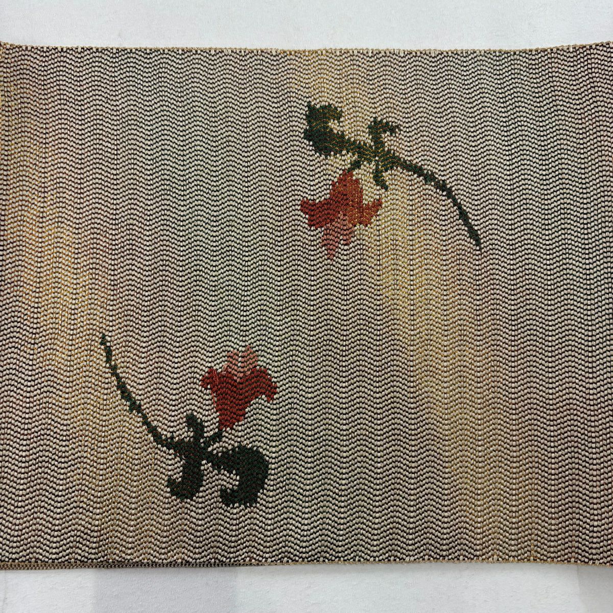 【庫存清倉】 袋帶 美品 優品級 鳥花 金金箔 米色 大鼓圖案 純蠶絲