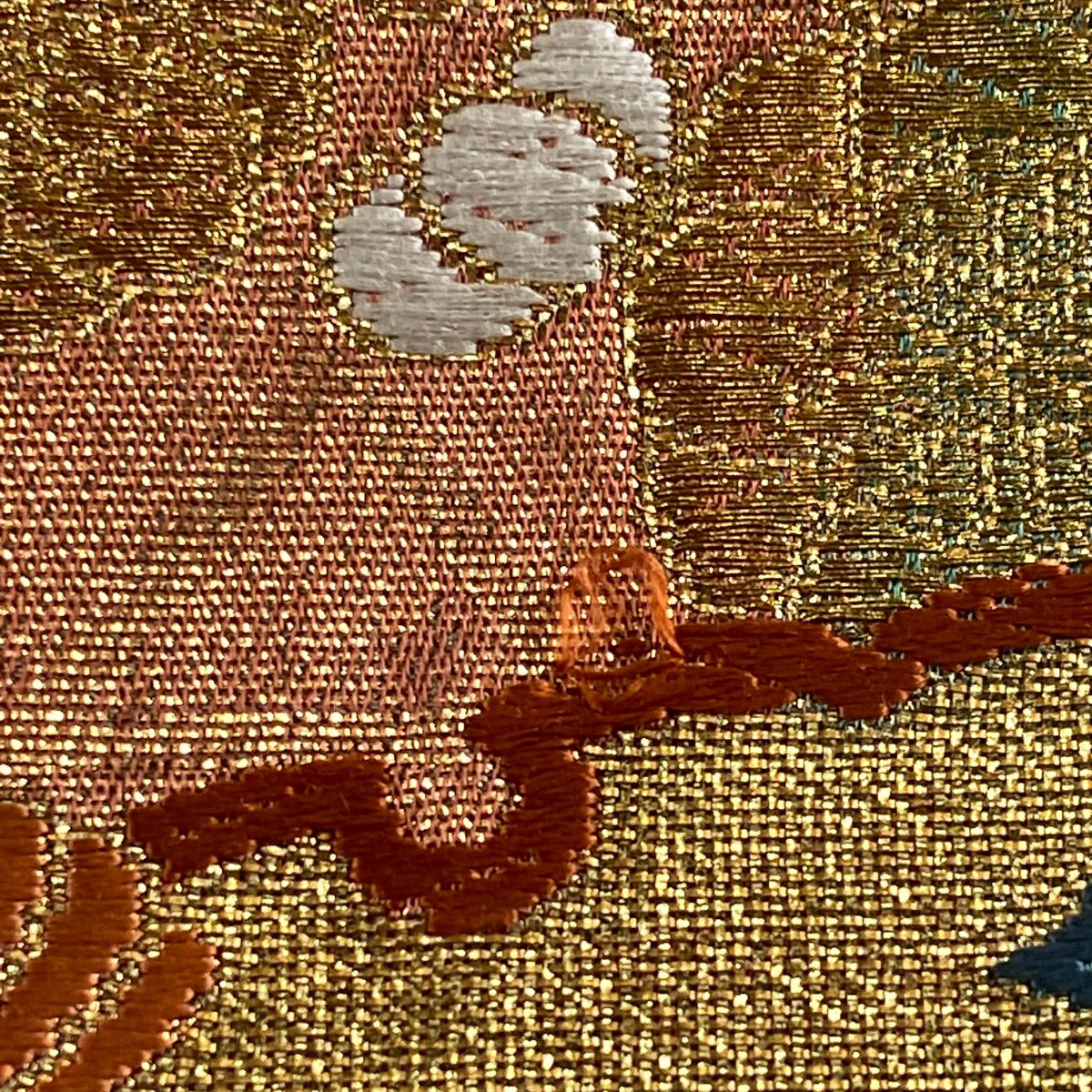 【庫存清倉】 袋帶 優品級 鳳凰 草花紋刺繡 金金箔 朱紅 六通 純蠶絲