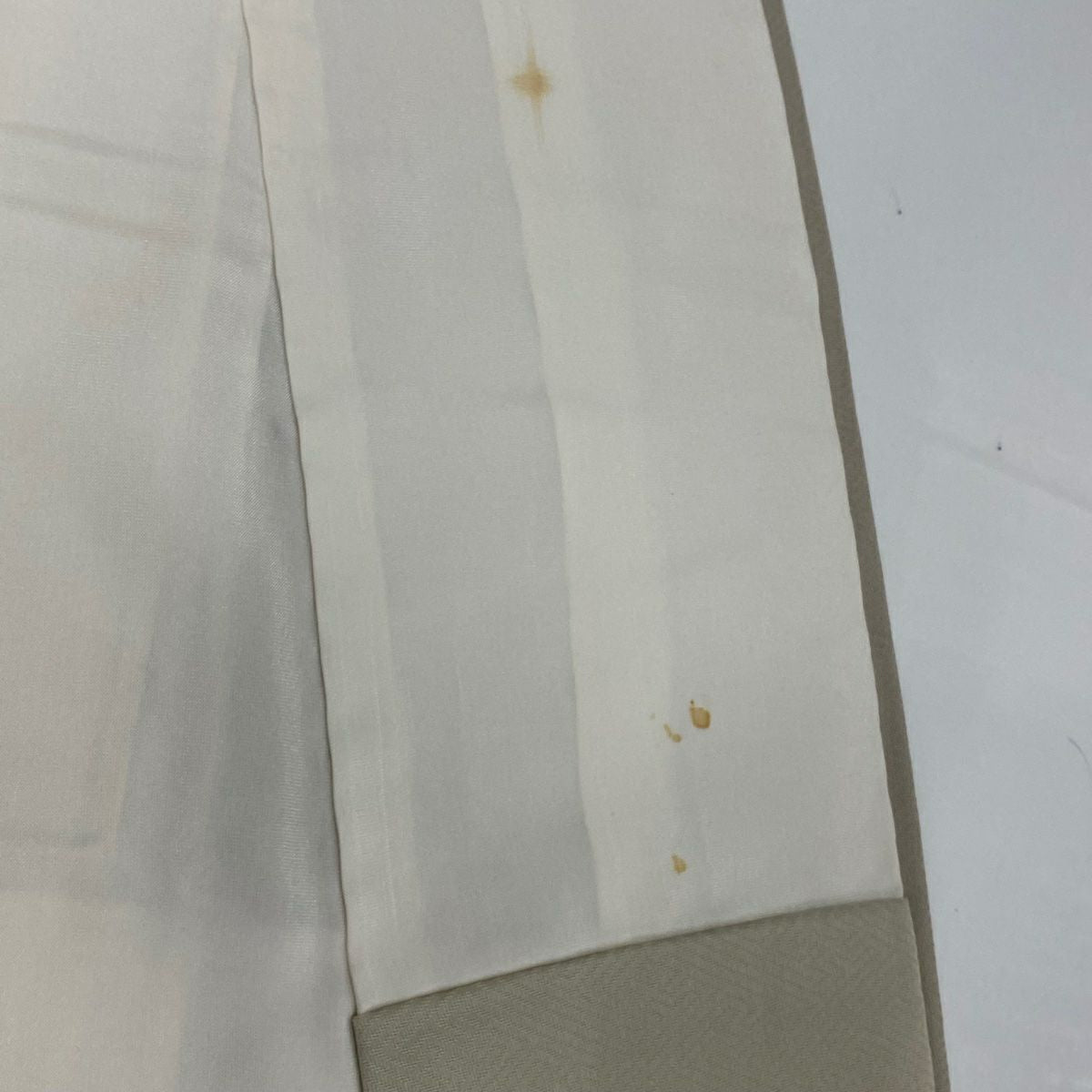 【庫存清倉】訪問服 身長162.5cm 袖長64cm M 雙層 扇子面 秋草刺繡 金彩裝飾 灰茶 純蠶絲 優品級 一つ紋