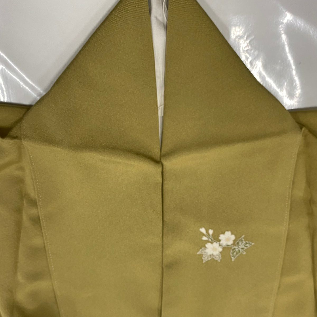 【庫存清倉】 付下 身長154.5cm 袖長64.5cm M 雙層 花籠 草花紋紋 螺鈿 漸層 黃土 純蠶絲 美品 秀品級