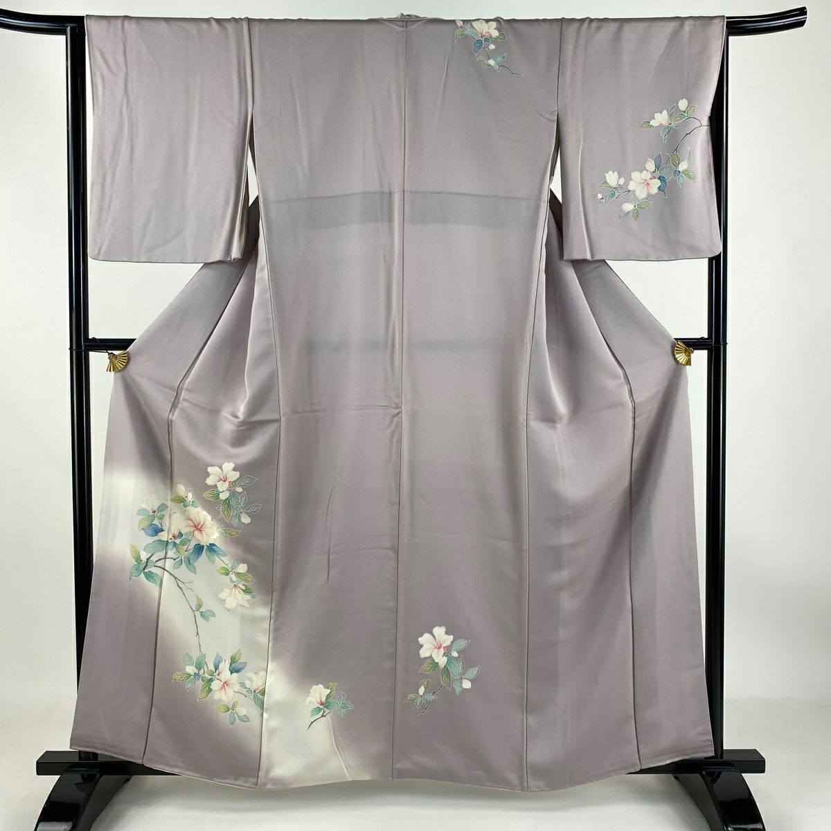 【庫存清倉】 付下 身長159.5cm 袖長64cm M 雙層 枝花 金銀彩 漸層 淺紫 純蠶絲 優品級