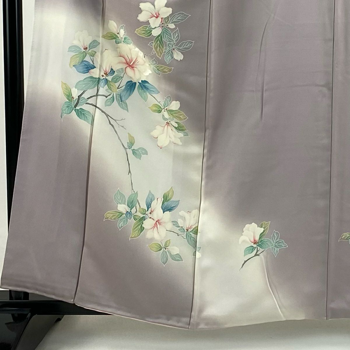 【庫存清倉】 付下 身長159.5cm 袖長64cm M 雙層 枝花 金銀彩 漸層 淺紫 純蠶絲 優品級