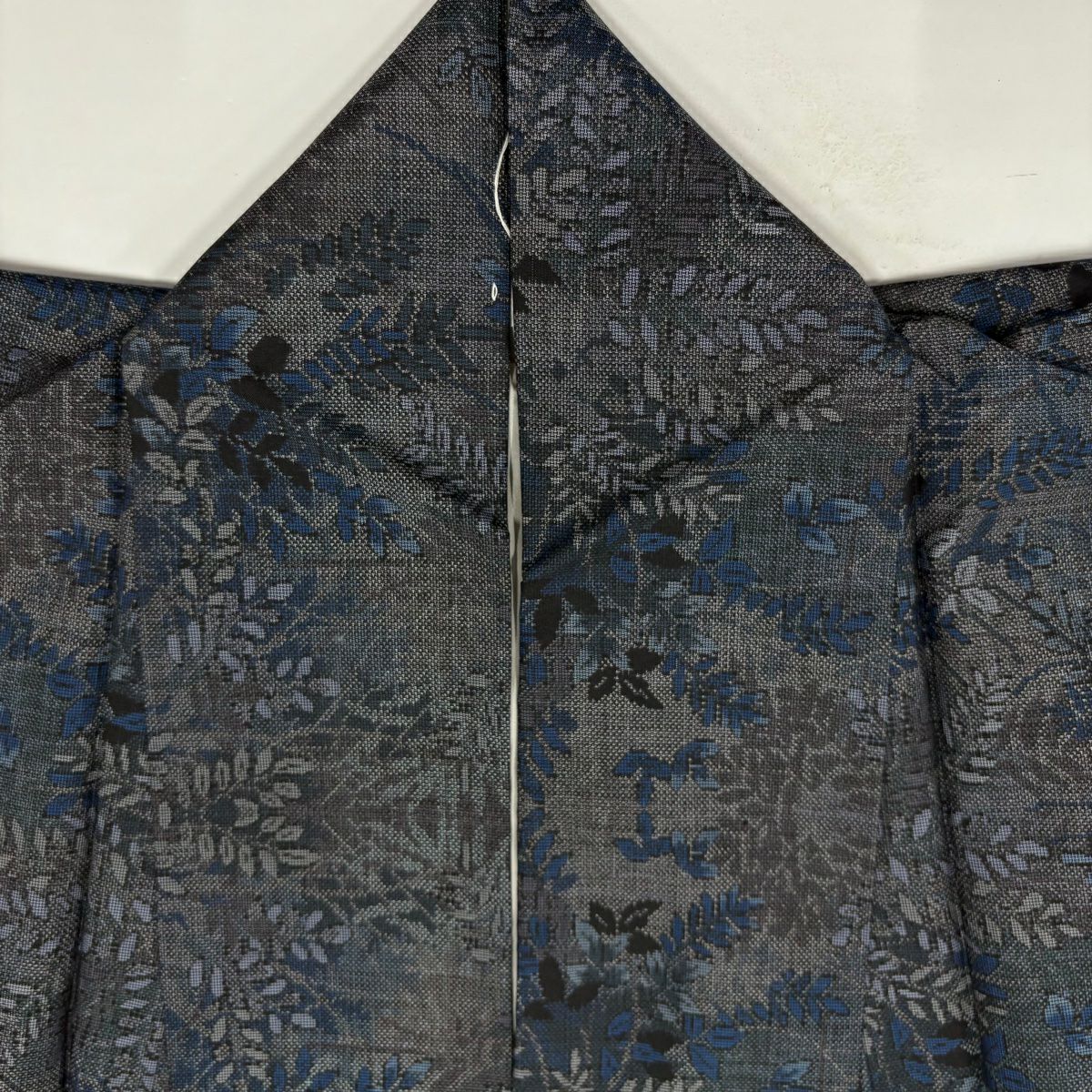 【庫存清倉】 紬織 身長155cm 袖長63cm S 雙層 葉子 輪廓 青灰色 純蠶絲 名品級