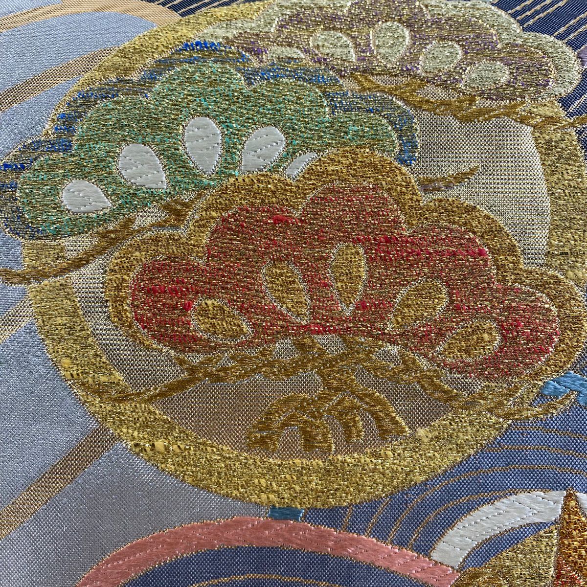 【庫存清倉】 袋帶 優品級 波 蝶 金絲 金金箔 灰 深藍 六通 純蠶絲