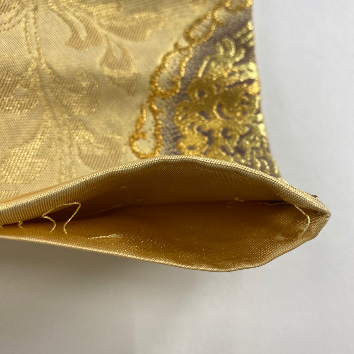 【庫存清倉】 袋帶 美品 優品級 關西仕立 雲龍 花唐草紋 金金箔 金絲 金色 大鼓圖案 純蠶絲