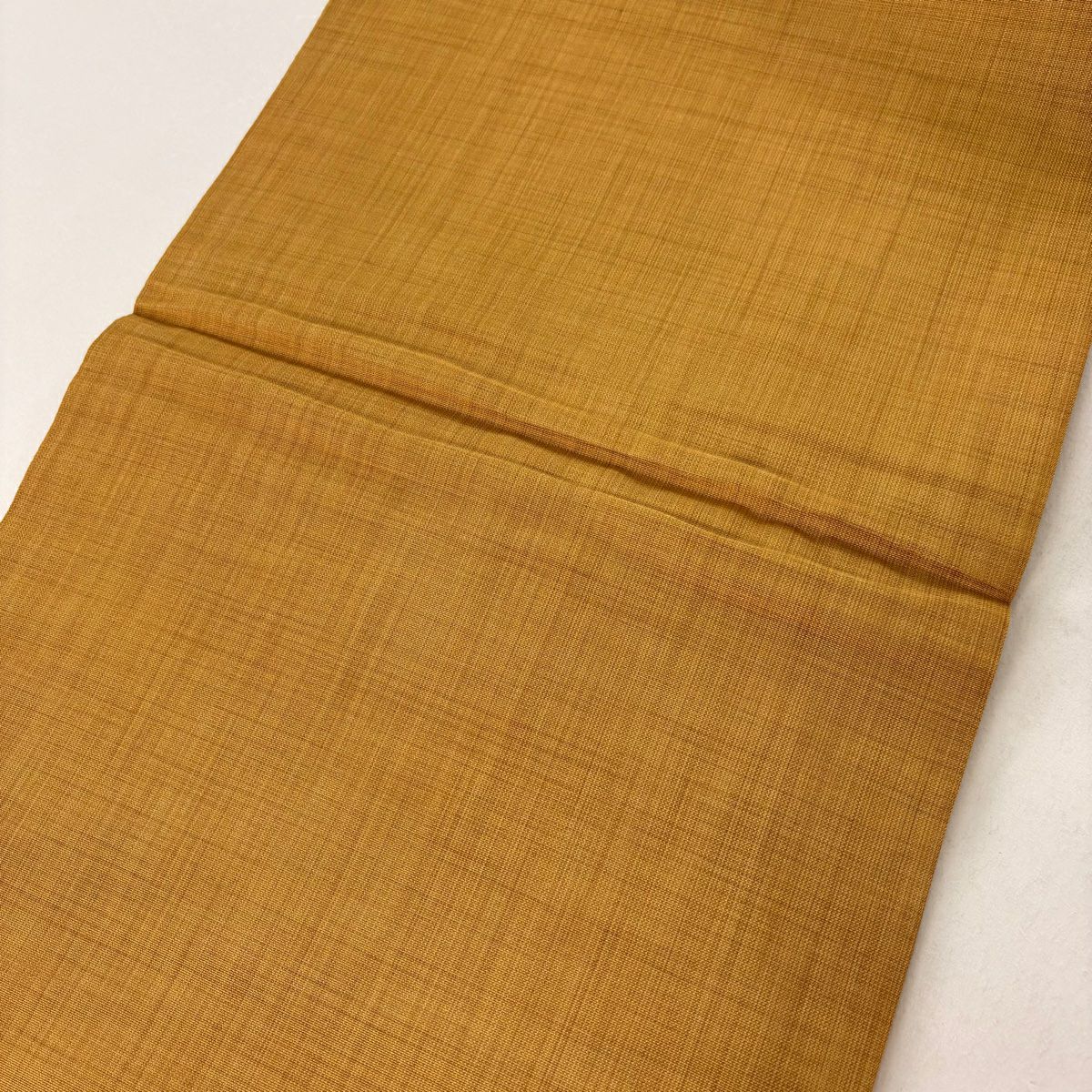 【庫存清倉】 袋帶 美品 秀品級 紬織織 橫段 花唐草紋 金金箔 山吹茶 深藍 六通 純蠶絲