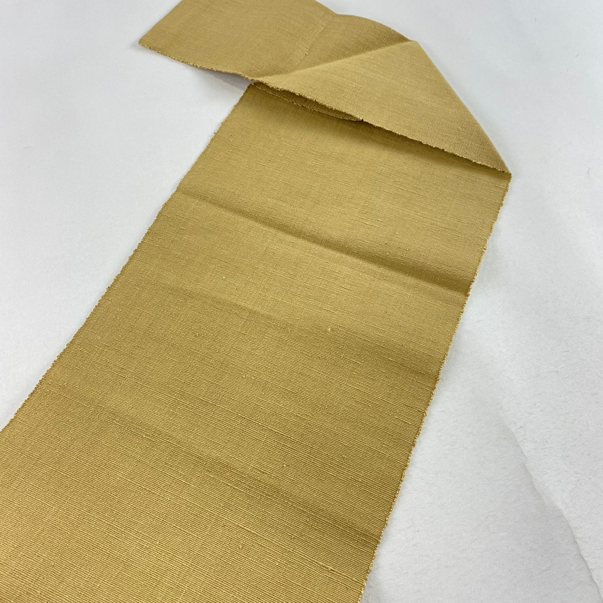 【庫存清倉】 名古屋帶 美品 名品級 松樹葉仕立 雙層名古屋帶 渦卷刺繡 米色 純蠶絲