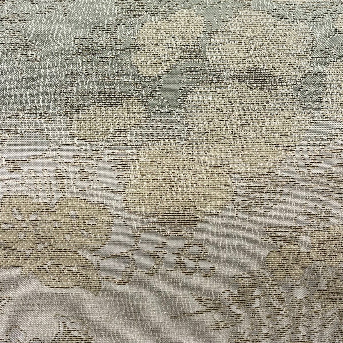 【庫存清倉】 袋帶 名品級 草花紋紋 段紋 金絲 灰綠 六通 純蠶絲