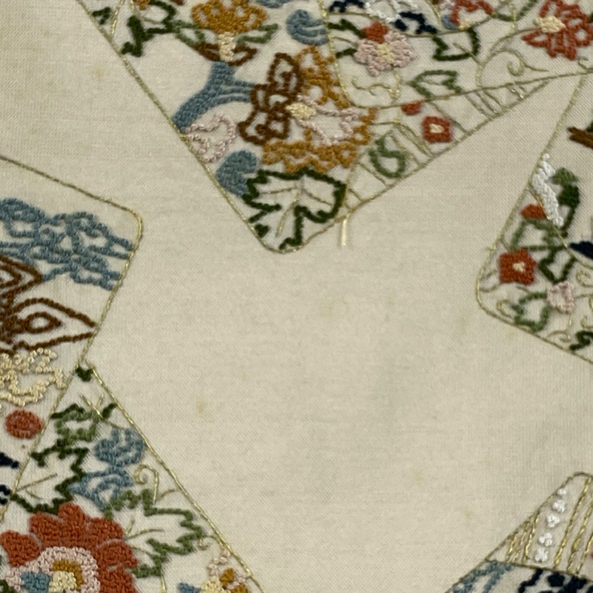 【庫存清倉】 袋帶 逸品級 色紙 動物 金絲 相良刺繡 米色 大鼓圖案 純蠶絲