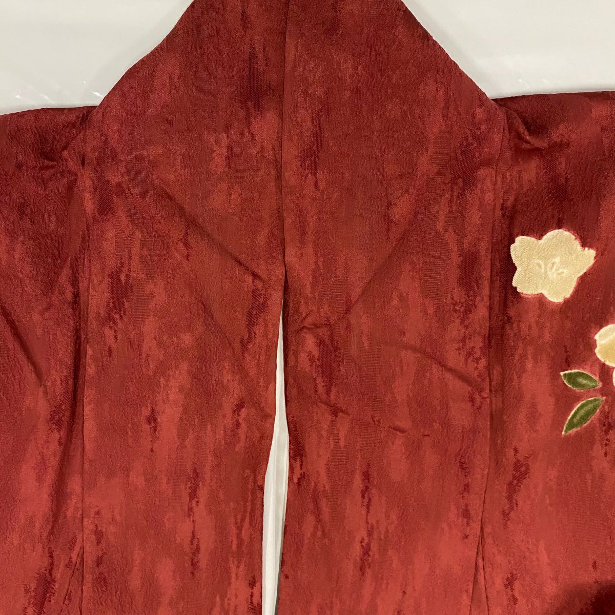 【庫存清倉】振袖禮服 身長163.5cm 袖長67.5cm L 雙層 櫻花 梅花花 金銀彩 紅茶 純蠶絲 名品級