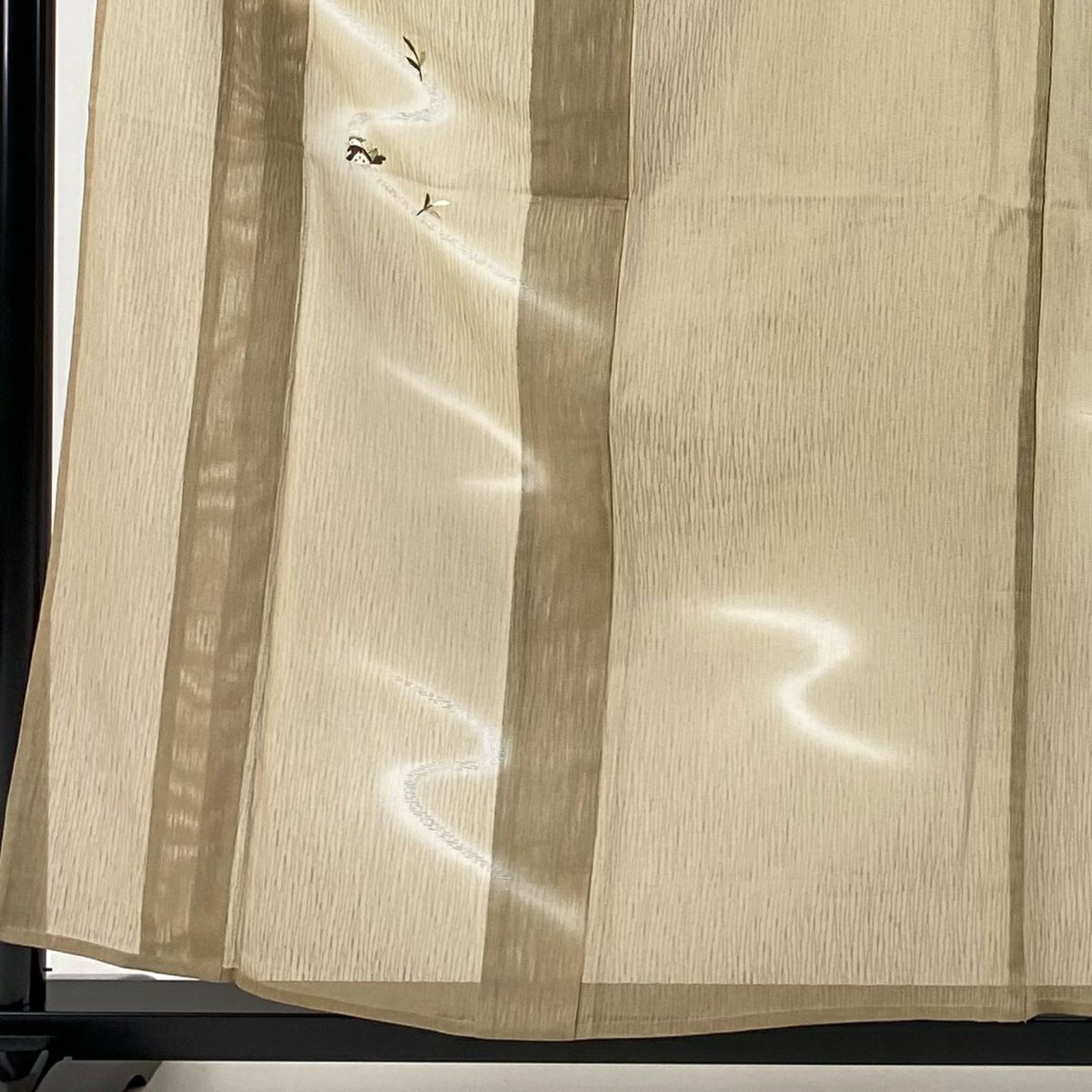 【庫存清倉】 付下 身長157cm 袖長62.5cm S 薄料 鴛鴦 流水 金銀彩 刺繡 淡茶 純蠶絲 優品級