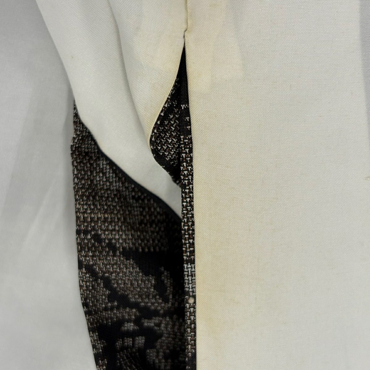 【庫存清倉】 紬織 身長154.5cm 袖長63cm S 雙層 家屋 樹木 墨 黑 純蠶絲 名品級